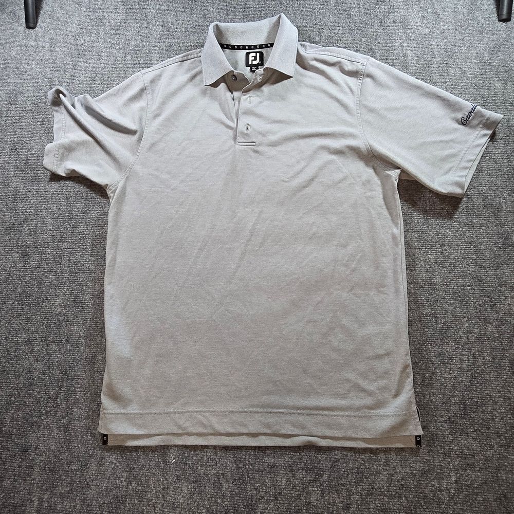 FootJoy Gray Golf Polo Mens Medium Athletic Performance Shirt Embroidered Logo